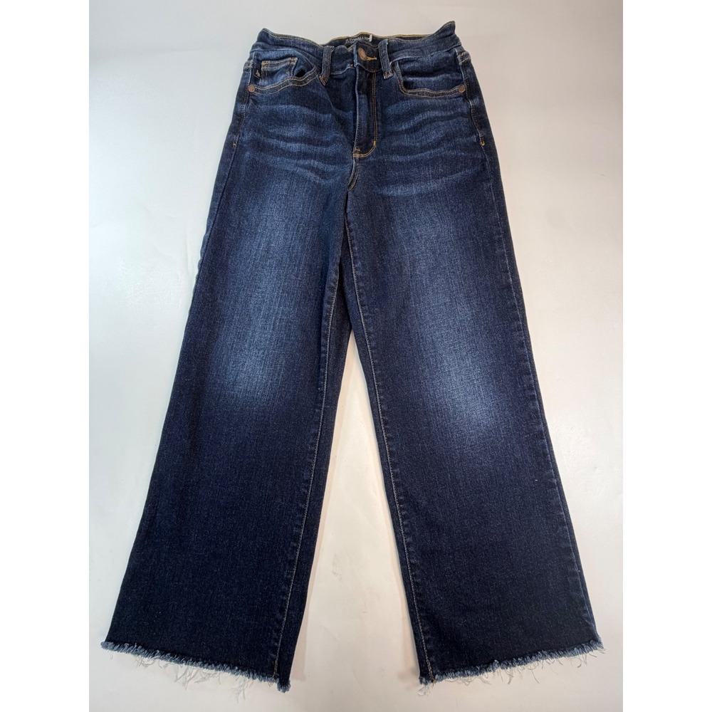 Judy Blue Wide Leg High Rise Raw Hem Dark Wash Jeans JB82517DK-CO Womens 1/25